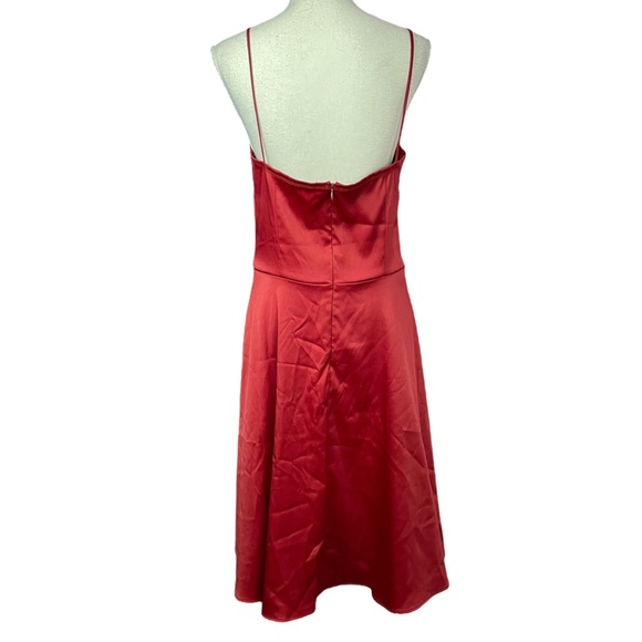 Embroidered Beaded Satin Dress 13 burgundy red underlay spaghetti strap Y2K - Picture 4 of 15